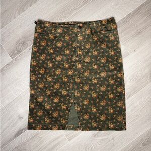 Vintage Ralph Lauren Floral Corduroy Mini Skirt 0
